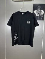 高端原版规格版本 罗意威 Loewe重工刺绣Logo短袖T恤男女时尚同款 2025Ss新款纯棉双纱 定制面料采用威化布织法，超高端针织工艺，版型紧致立体，顺滑，