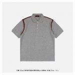 gucci 古驰 25Ss G字母环肩红绿织带polo短袖-灰色 面料采用原版定制 G全棉朱地布料 螺纹染色原版一致 原版定制红绿织带 衣服肩部两侧织带设计 胸