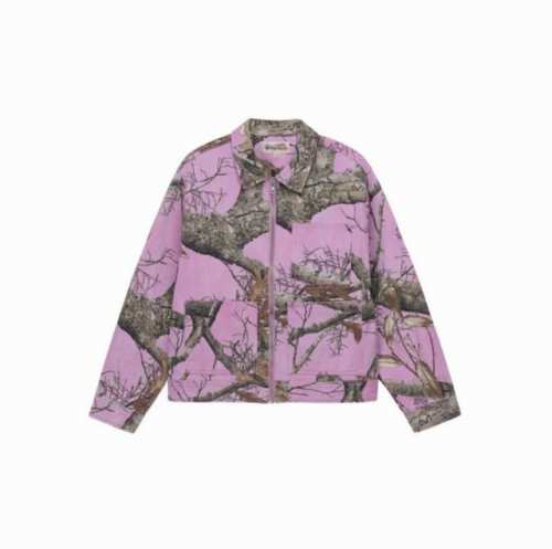 款号 斯图西Stussy 假日系列 粉色枫叶Fw23 Zip Work Jacket Realtree Edge 满印拉链工装夹克外套 王嘉尔同款 男女同款 产
