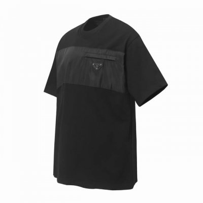 prada 普拉达基础款定制五金字母短袖T桖 采用定制开模进口机器专机 辅料均开磨定制 正确配置 黑色2025普拉达正品包装 280克定制定染双纱棉 版型大 宽