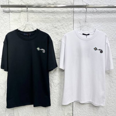 louis Vuitton 路易威登Lv 25Ss前后刺绣花卉字母圆领短袖T恤 1面料采用320G 100%纯棉双纱面料 同缸定染特种加粗32支双股1X1螺纹克