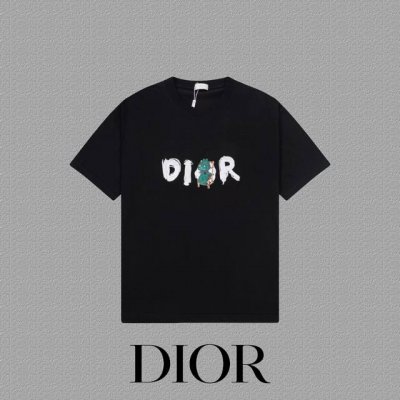 Dior 迪奥] Fw短袖T恤 刺绣工艺 高端32S双纱260克面料 重磅面料 定制拉架罗纹同缸同染 三标齐全 男女同款 颜色 黑色 白色 尺码 S M L X