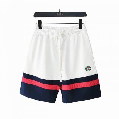 实拍细节图+尺码表 gucci 古驰 双色拼接刺绣Logo标识短裤 五分裤 高品质纯棉 面料 特别手感 超级质感 舒适柔软透气 休闲宽松版型 潮流男女同款 短裤