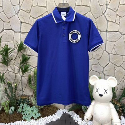 panda版本 供货 #代购级 巴宝莉 Burberry博柏利 棉质纯色短袖圆标polo衫 骑士蓝 巴宝莉 2025Ss夏季新款字母Logo翻领polo衫 经典