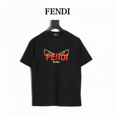 fendi 芬迪 25Ss 黄眼睛短袖T恤 面料经过2次高温缩水固色 不变形不缩水不起球 26支280G紧密双纱面料 配320G双纱拉架十字紧密高克重螺纹 螺纹