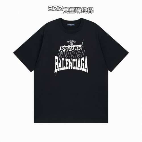 巴黎世家Balenciaga 联名古驰个性字母印花短袖百搭T恤短袖情侣款 面料 重磅双纱300G纯棉新疆长绒棉越洗越有质感穿上去不松垮不起球不掉色 克重 绝对用