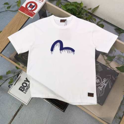 上新 款号：F667 2025新款Evisu福神蓝色未干油漆海鸥图案Logo印花休闲情侣短袖T恤，经典永远不会过时、人手必备款，230G纯棉精梳棉不起球不起毛，