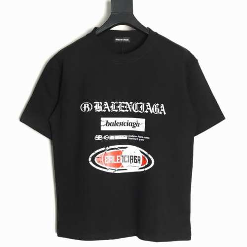 Balenciaga 巴黎世家 25Ss 破坏字母短袖T恤 面料采用定制240G 26支特滑双股精棉平纹高密无尘全棉布料。前幅高密度加厚，走线平整，代工品质，全