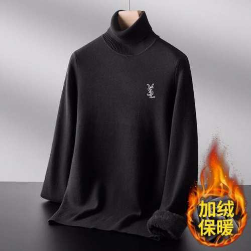 可支持年后退换 P210 加绒 圣罗兰24Ss秋冬专柜爆款 高端外贸订单狠货定制 顶级原单冬季时尚男士休闲羊毛衫针织高领加绒加厚毛衣。 加绒加厚 秋冬时尚潮人打