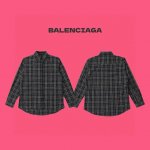 BALENCIAGA 巴黎世家24ss 后背字母印花绿格子色织情侣长袖衬衫 Color：格纹绿 Size：S M L XL Number：24823 独家定制优
