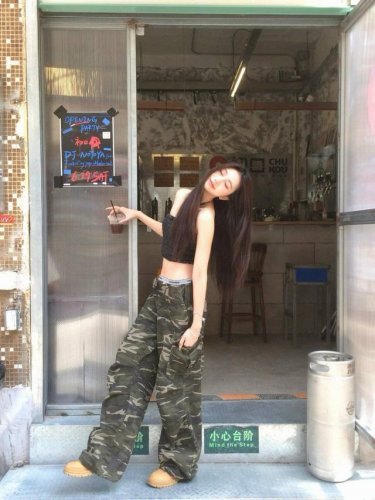Calvin Klein Ck定制字母织带双腰头迷彩工装裤长裤 款号：25671904250 颜色：图片色 尺码：Sml S码80-95斤 M码95-110斤
