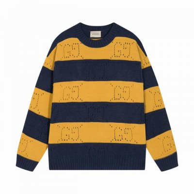 gucci古驰橙黑相间条纹羊毛针织圆领毛衣 颜色 橙黑 码数 S M L Xl Xxl