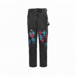 Chrome Hearts 克罗心 多色激光十字架拼皮牛仔裤 采用顶级重工洗水工艺，每一处细节都彰显匠心。小牛皮经 激光切割，制成精致十字架，触感与视觉的双重