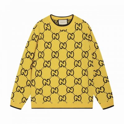 gucci古驰满身双G字母提花圆领毛衣 颜色 黄色 码数 S M L Xl Xxl