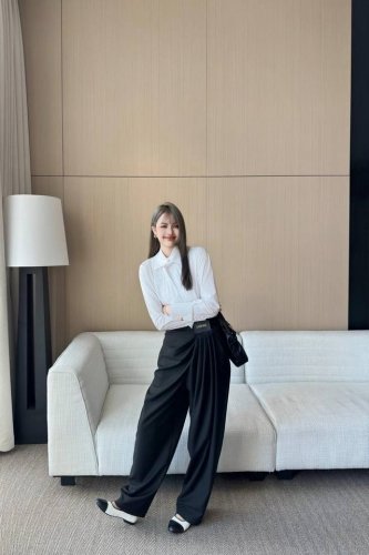 25Ssloewe褶皱Yb定制西服裤Sml 黑