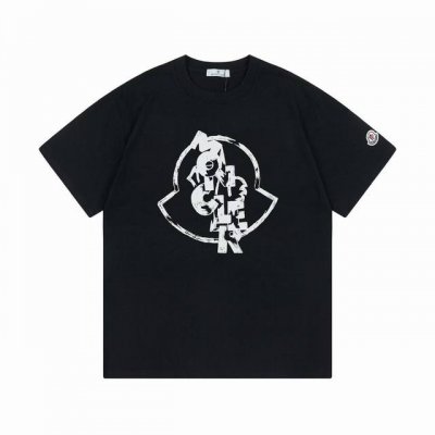 p100（隔天到） moncler 蒙口 2025新款 移位字母Logo 定制袖章 男女同款 短袖T恤 ·定制300克100％双纱纯棉面料 ·定染32支双股螺纹