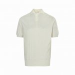 prada 普拉达 25Ss 条纹绞花针织polo短袖 采用定制开模进口机器专机 辅料均开磨定制 定制定染羊绒混纺纱线 版型大 宽松有型 区别低版本瘦长版型上身