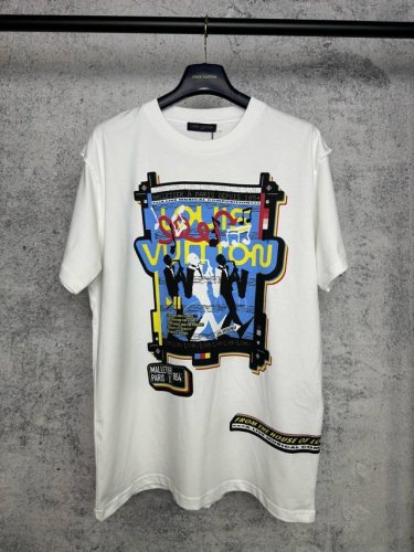高定官方品质 louis Vuitton*路易威登 lv爵士乐队喷绘短袖T恤 定制280克32支全棉双纱紧密爽滑面料 布面干净 布纹清晰 手感非常细腻扎实 更加