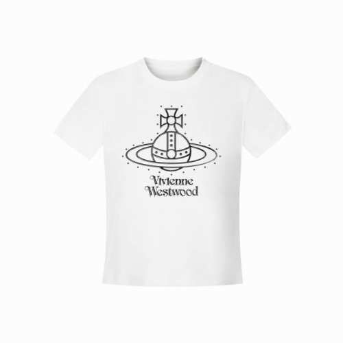 Vivienne West Wood 西天后薇薇安 2025夏季设计款金属土星字母印花正肩短袖T恤 女款 全网独家纯棉高品质 独家模特图已保护可上平台 款号：V