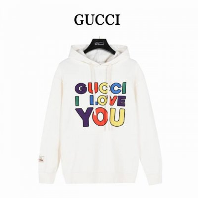 本地自取310（支持放店） gucci/古驰 重工全彩Logo字母刺绣连帽卫衣 全新配色和面料组合贯穿整个系列，正面饰有“Guc* I Love You”亮色全