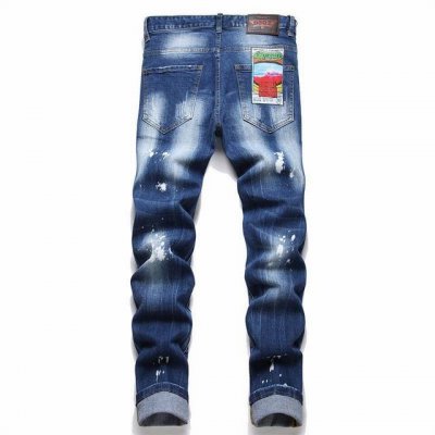 款号N411 顶级复刻版 Dsq2 & Dsquared2 二次方 24Ss 新款男士破洞潮牌牛仔裤弹力个性补丁修身小脚乞丐裤子顶级用料超柔高棉水洗牛仔面料每一