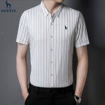 hazzys 哈吉斯小狗刺绣条纹短袖衬衫 新款夏季必备款基础条纹衬衫 条纹款衬衫永远经典白搭不过时 四季都可以搭配叠穿 白色 蓝色 灰色三个颜色耐看易搭配 胸前