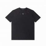 prada 普拉达官网新款烧花字母经典三角铁标圆领短袖 280克纯棉双砂面料 所有面料均已提前做过缩水 品质第一 所见即所得 不会洗一次版型就有所变化的 区分市