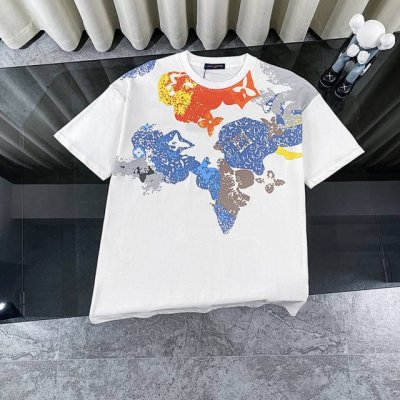 louis Vuitton 路易威登Lv 2025新款水墨彩渲染印花短袖圆领T恤 面料采用320G %纯棉双纱面料 同缸定染特种加粗32支双股1X1螺纹克纯棉面