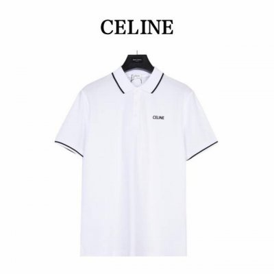 celine 赛琳 胸口Logo刺绣短袖Polo衫 前幅绣花图案，进口百灵达绣花机万针刺绣， 小字母绣花体现进口绣花机功底。还原原版品质。整体设计透露出低调奢华