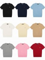 九色齐发 女款 拉夫劳伦Ralph Lauren圆领纯色小马刺绣Logo针织短袖 手感软糯，舒适亲肤，通身绞花编织设计，工艺复杂，耗时费力，圆领的设计，修饰脖颈