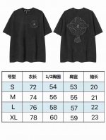 现货 2260 新款克罗高端尖货洗水重工叠布刺绣男女宽松圆领短袖T恤 250克32支纯棉 颜色：黑色 码数：S M L Xl