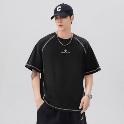stone Island 石头岛夏季冰丝短袖T恤，男女同款，专柜夏季爆款！冰爽亲肤速干无痕工艺！进口专用混纺面料，高科技功能性面料，穿着时可以释放负离子，亚洲身