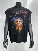 Vt014 Travis Scott斯科特联名Utopia专辑封面周边人像数码直喷印花复古水洗做旧坎肩无袖T恤 小领口设计 白墨数码直喷印花 手工磨破工艺 高街