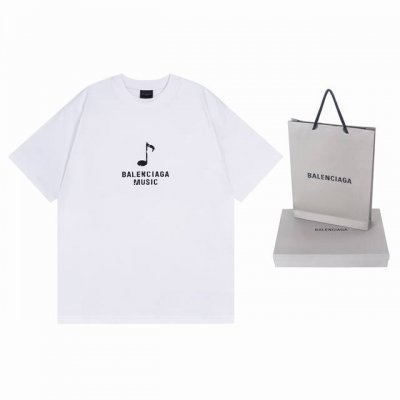 细节图 顶级版本.官网品质 Balenci*Ga 巴黎. 新款.前后白墨直喷印花短袖T恤 砖柜同步.第一时间正品研制 欢印对比 面料采用巴黎Zp定织定染全棉双纱