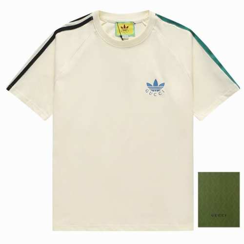 Adidas X Gucci联名 火爆新款三叶草Logo短袖 采用德国进口数码印花 订织订染 230克搭配32支双纱面料 单独开模订制版布辅料 三标齐全 Os版