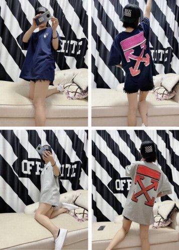 品牌：Off-White 马克笔箭头款短袖T恤！ 颜色：蓝色--灰色 尺码：Xs-S-M-L 男女同款 面料：采用定制230克32织纯棉双纱面料，坯布两次水洗预