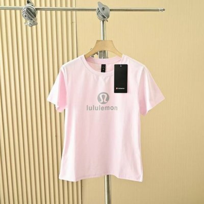 上新 露露女款四色经典 25年新款露露 Lululemon夏季四色纯棉圆领T恤短袖棉面料！面料采用190G杜邦索罗娜丝光棉 颜色：白色 黑色 银灰 粉色 尺码：