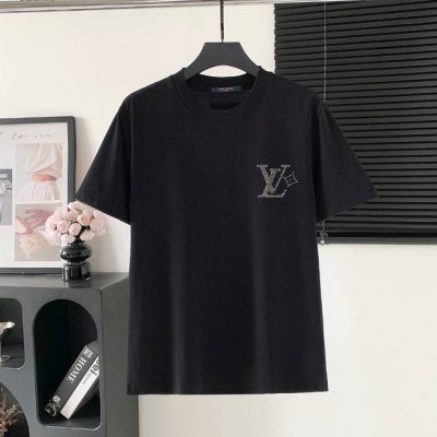 款号 W855 louis Vuitton 路易威登 Lv Logo 烫钻字母短袖 logo标识精致 原版面料 官方同款 短袖T恤 定制280克同缸染纯棉双纱面