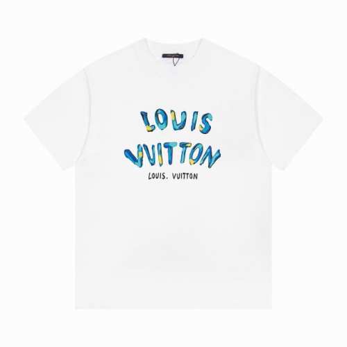 上新： 款号：B210 Louis Vuitton 路易威登新款彩绘涂鸦印花Logo字母休闲圆领短袖T恤 1面料采用260克纯棉双纱面料 柔软亲肤、透气性强，定