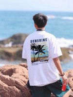 260G重磅纯棉 Nike 耐克 海边沙滩椰树日落 夏日限定 短袖T恤 男女同款 半袖 情侣款 面料工艺： 1.260G重磅纯棉，100%棉，恰到好处的克重，上