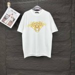 范思哲2025新款金色人像Logo情侣款短袖T恤 高版本高版本 原版面料 数码直喷印花工艺 网红明星同款 高版本 高 品质 面料采用320克纯棉面料 手感超级舒