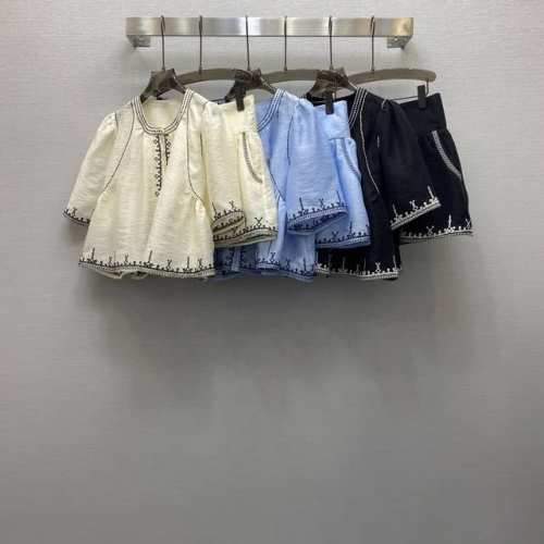 va*25Ss 重工定位绣花精致圆领泡泡袖上衣半裙套装 高级面料 颜色:图片3色 面料 绣花天丝棉面料 Smlxl