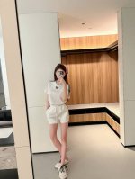 套装Prad*定位高温烫钻短袖短裤套装Sml