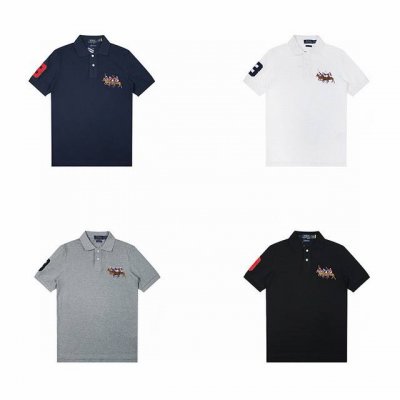 r34 Ralph Lauren 拉夫劳伦 三匹小马Logo刺绣休闲赛马 翻领Polo衫 T恤短袖 S~Xxl 黑色 藏青 灰色 白色 原版面料 %珠地棉，胸口