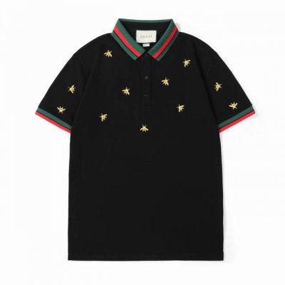 供 Gucci古驰蜜蜂昆虫刺绣短袖Polo衫 上身参考：178 斤穿Xl合身 原单品质 修身！修身版型 定制主标 辅料 水洗齐全 甄选弹力棉质双纱珠地面料 上身