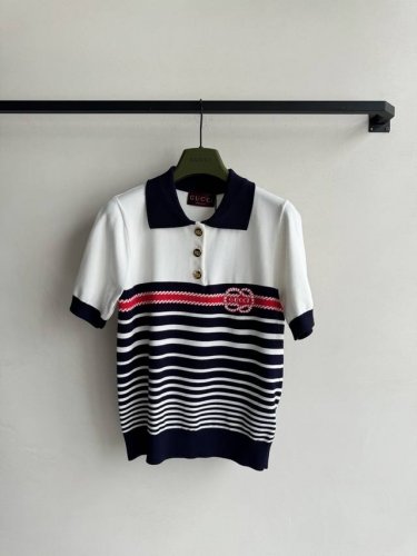 gucc*新款，条纹Polo针织上衣2瑟ＳＭＬ.