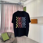 LV*路易威登2025春夏季新款 个性字母Logo印花 定制面料300G 短袖T恤 男女同款 尺码：S M L Xl Xxl 五个码 颜色：黑色 白色 粉红色