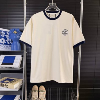 201 当天到货 现货现配 Gucci 古驰25Ss撞色编织领口刺绣Logo字母1921小标识圆领短袖T恤 最高版本 原版面料 高版本 高品质 独家首发高定 面