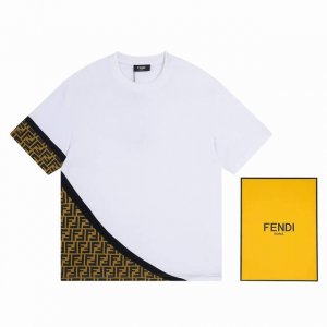 特价 Fendi芬迪拼接全身双F印花T袖采用定制定染高克重260G原版面料，1-1工艺制作，宽松Oversize版型，欧版大版型 男女同款，区别市场通货版本 S
