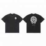 Chrome Hearts Ch 克罗心 前后马蹄发泡印花水洗做旧情侣圆领短袖T恤-顶级版本 Color：水洗黑 Size：S M L Number：25032